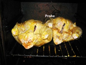 Chickens in Smoker with Probe